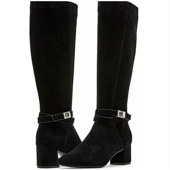 Blondo Ashley Tall Boots 6.5 Black Suede NWOT Waterproof Knee High Heel Riding - Picture 1 of 9